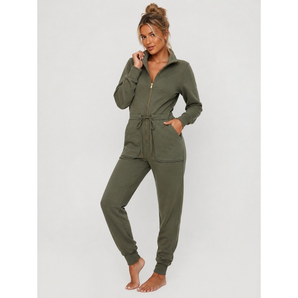 Alex Mill Sweatshirt Jumpsuit Military Green 100% Cotton Long Sleeve XS NWOT